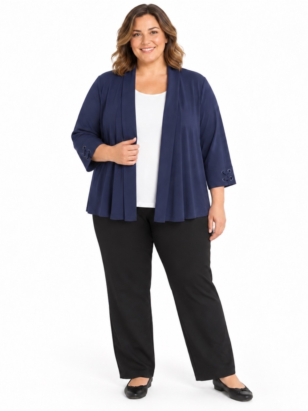 Avenue Plus Size 22/24 Navy Open Front Cardigan 3/4 Sleeve